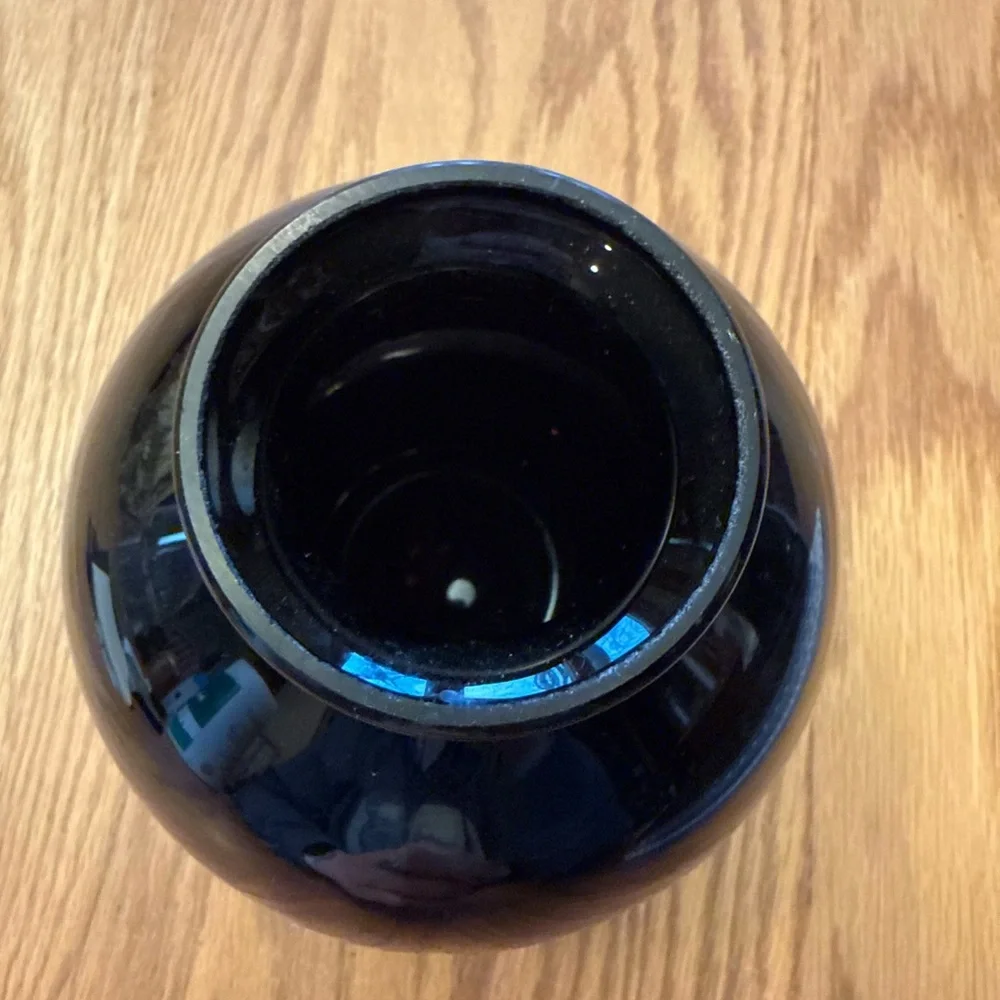 Vintage Black Glass Decorative Vase